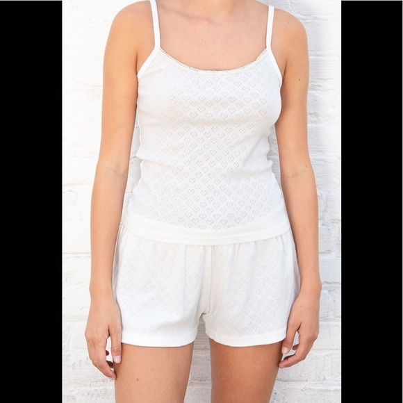 Brandy Melville Tops Brandy Melville Skylar Eyelet Hearts Lace Tank